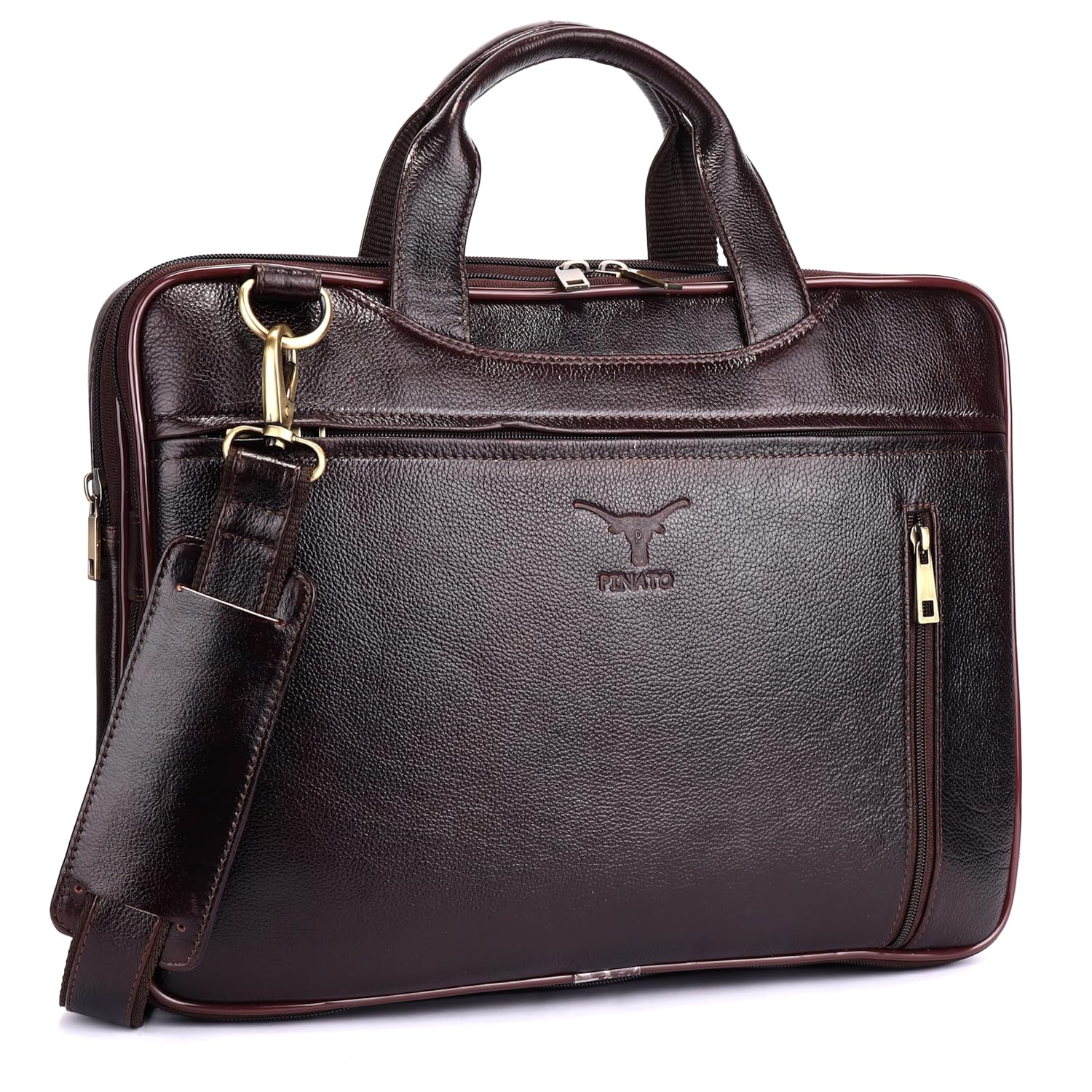 Pinato Handcrafted Genuine Full-Grain Leather Laptop Messenger Bag | Professional 15.6-Inch Briefcase for Men | Padded Exe... - Review, Price and Buying Guide