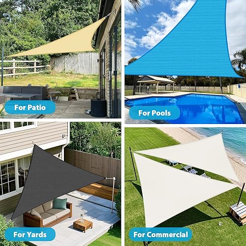 Miniatura 7 de Amagenix - Toldo triangular para exteriores, toldo de sombra para exteriores, 12 x 12 x 12 x 12 pies, toldo con bloqueo UV para patio al aire libre,
