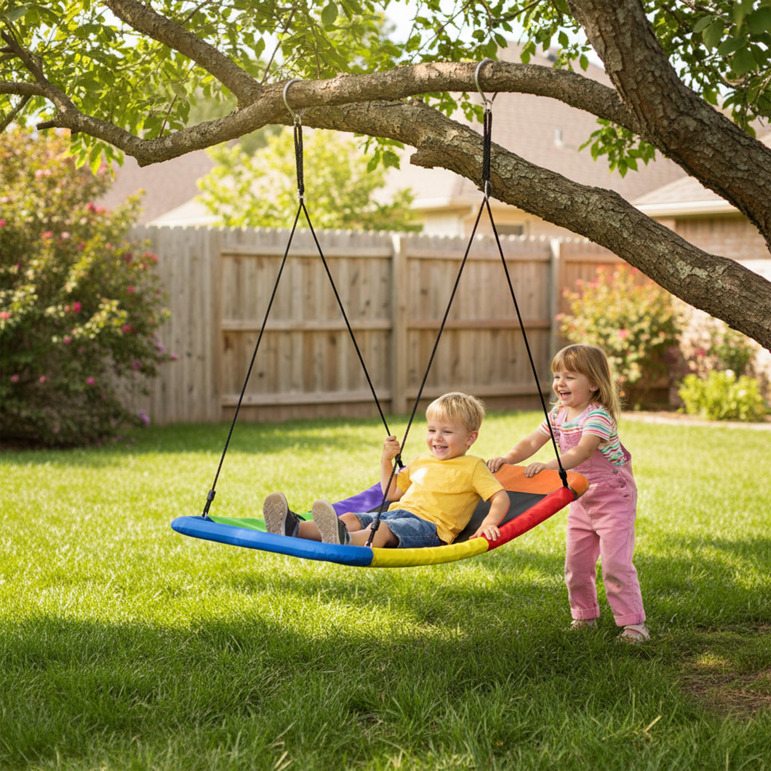 Relaxdays Balançoire-nid incurvée pour Enfants et Adultes, 150 kg, 150 x 80 cm, Multicolore