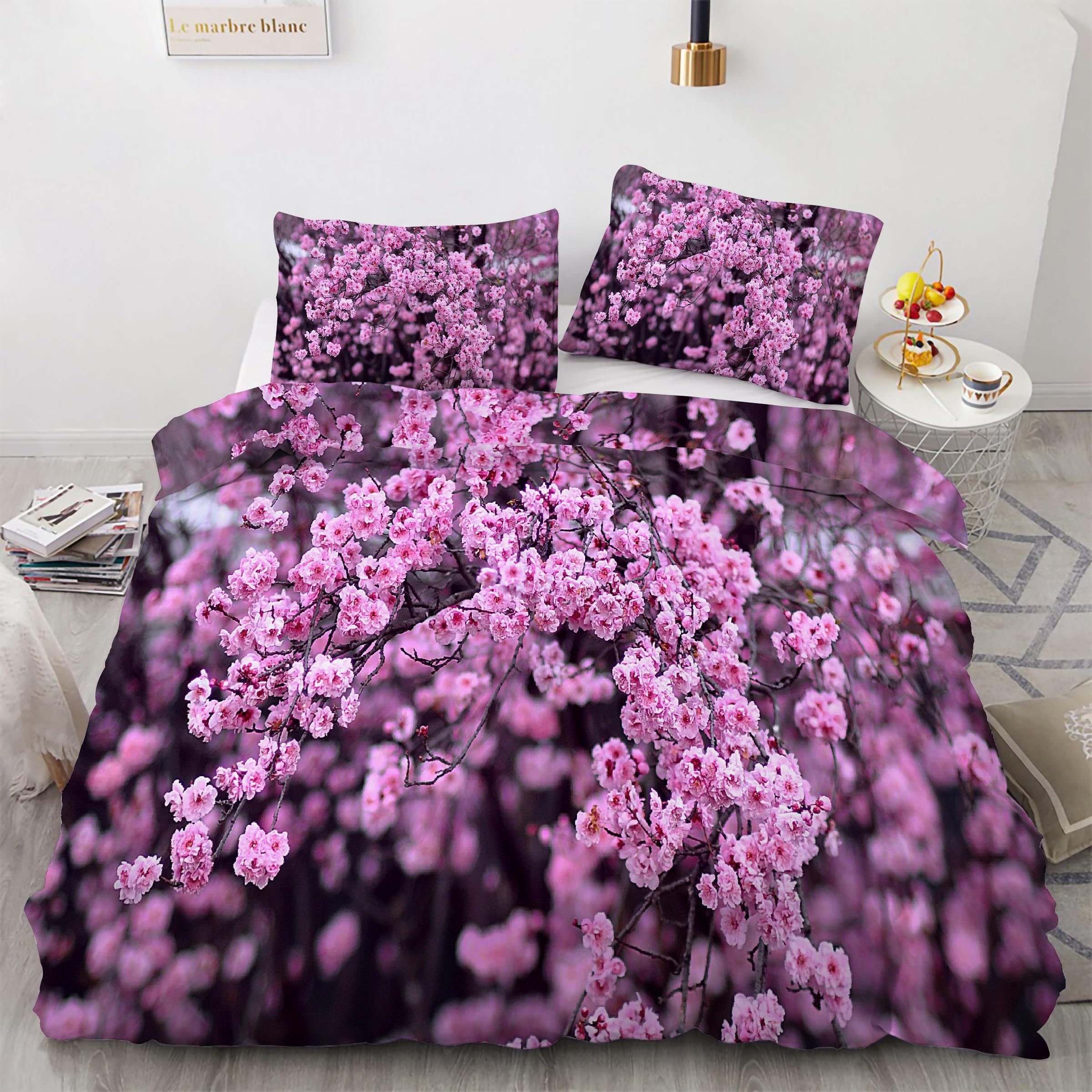 Housse de couette 200x200 prune parure de lit rose ensemble literie 3 pièces microfibre douce