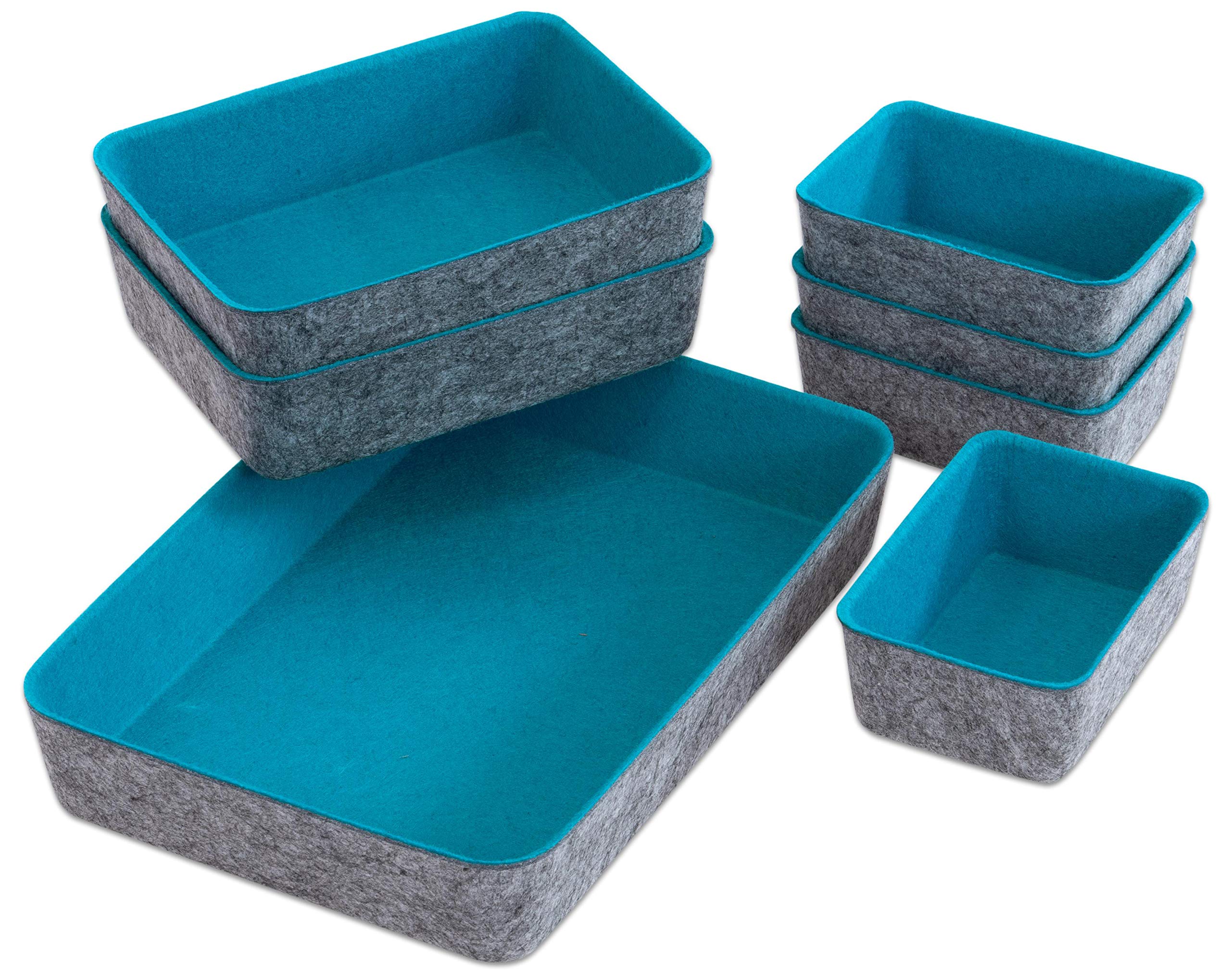 Betzold - Filzschalen-Set 7-teilig türkis - Aufbewahrungs-Boxen Filzkörbe