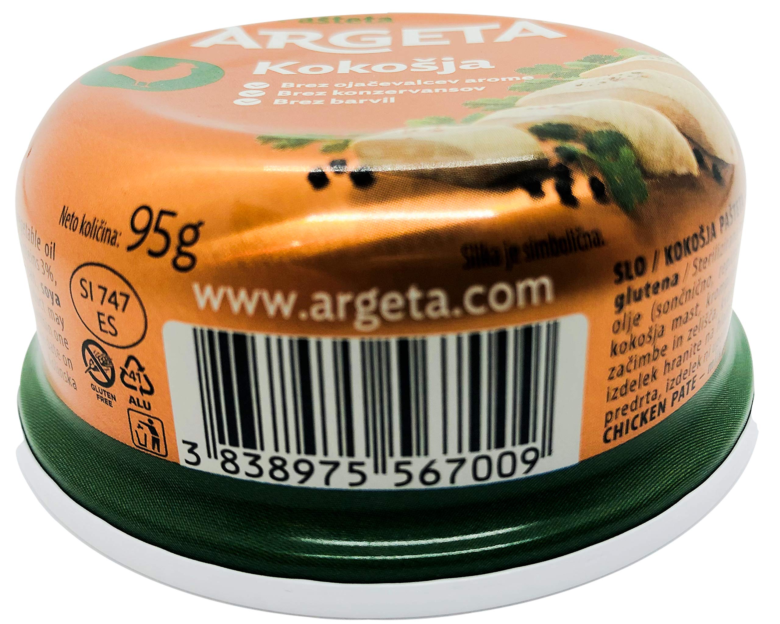 ARGETA Premium Exquisite Chicken Pate – 14 Tins of Excellent and Delicious Pate – Natural Aroma – Preservatives and Gluten Free – 1335 g (95 g per pot x 14)