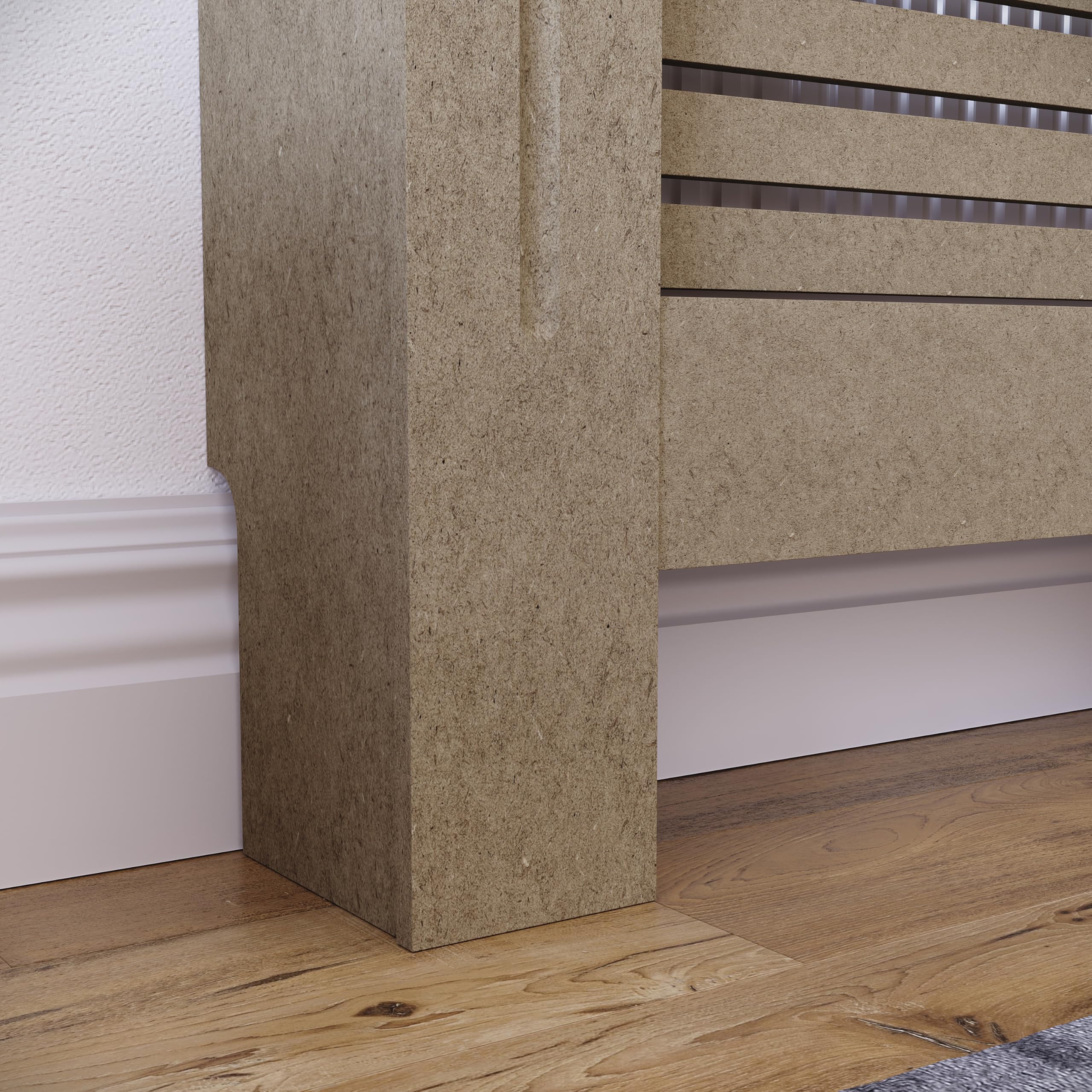 Vida Designs Milton Cubierta de radiador Unfinished - Pequeño - Lamas horizontales Modernas para Mejor circulación del Calor - H82xW78xD19cm - MDF sin Pintar para salón y Pasillo