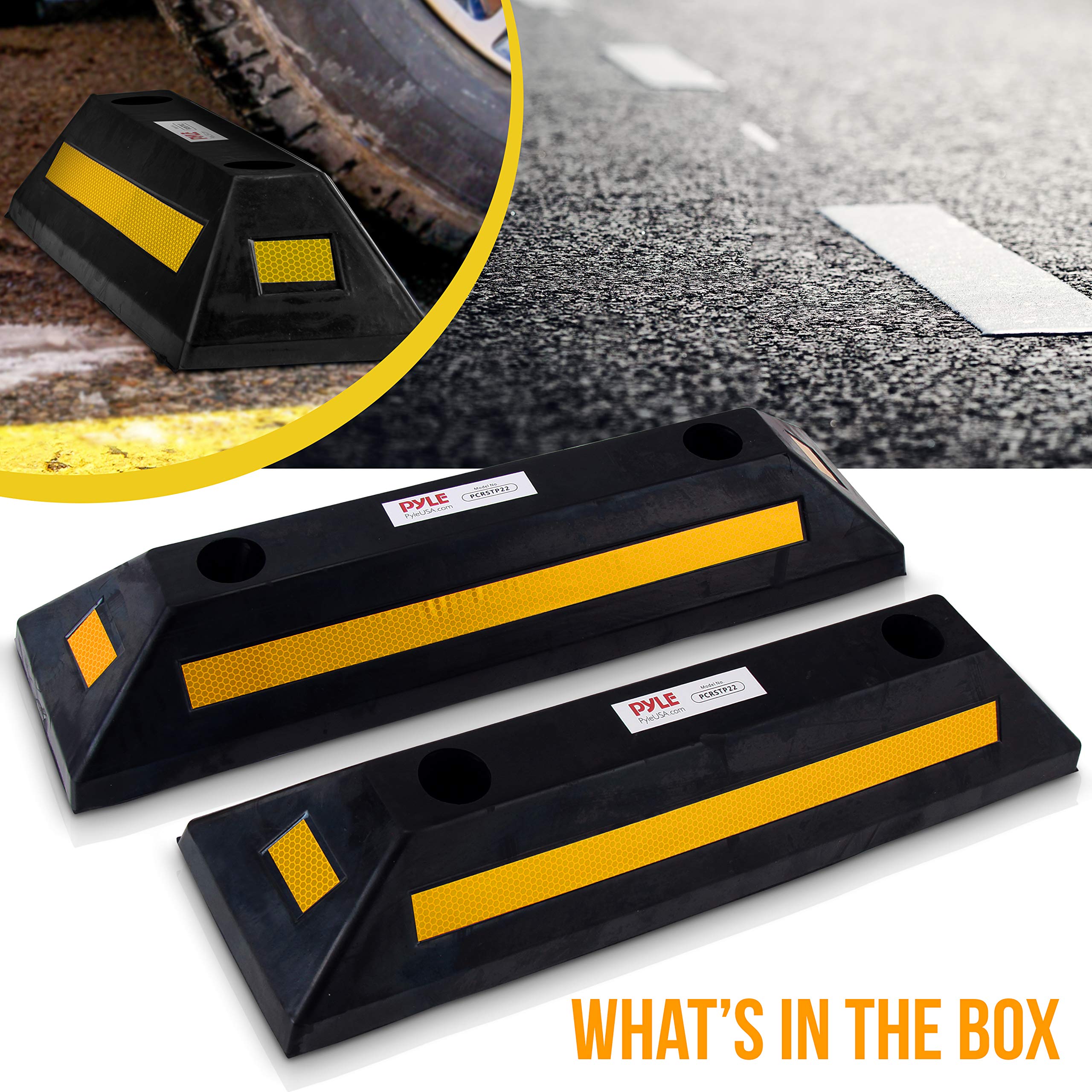 Garage Floor Stops for Vehicles - 2PC Heavy Duty Rubber Vehicle Parking ...