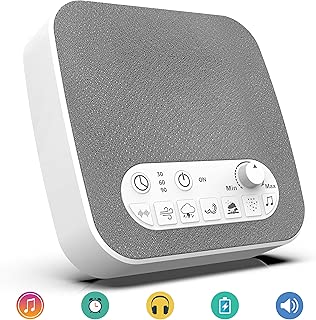White Noise Machine Sound Machine with Natural Soothing Sounds, USB Charger, Adjustable Volume, Headphone Jack, Auto-Off Timer, Portable for Home Office Travel