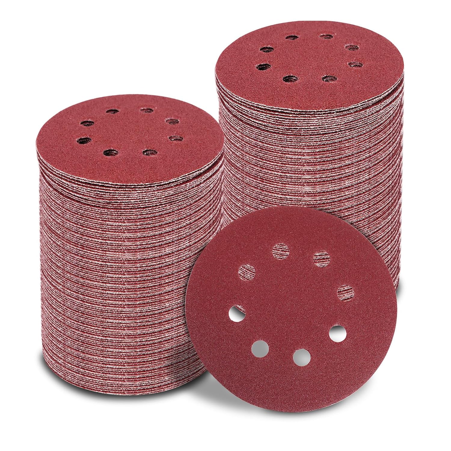 165 PCS Sandpaper Assortment Value Pack, 5 Inch 8-Hole Sanding Discs for Orbital Sander, Full Range 40–600 Grit Round Sand Paper Pads for Woodworking, Furniture Repair, Auto Body & DIY Projects