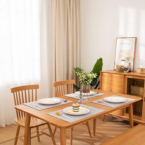 Miniatura 4 de Spring Garden Home Juego de 4 manteles individuales de tela, resistentes al calor, para cocina y comedor, 13 x 19 pulgadas, color gris claro