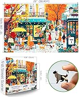 Vista 2 de Rompecabezas de escena de café de otoño para adultos, 500 piezas, colorido rompecabezas de calle con letras en la parte posterior, rompecabezas