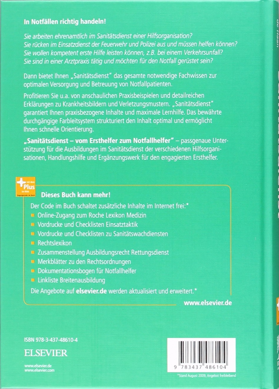Sanitätsdienst: Vom Ersthelfer zum Notfallhelfer - mit Zugang zum Elsevier-Portal
