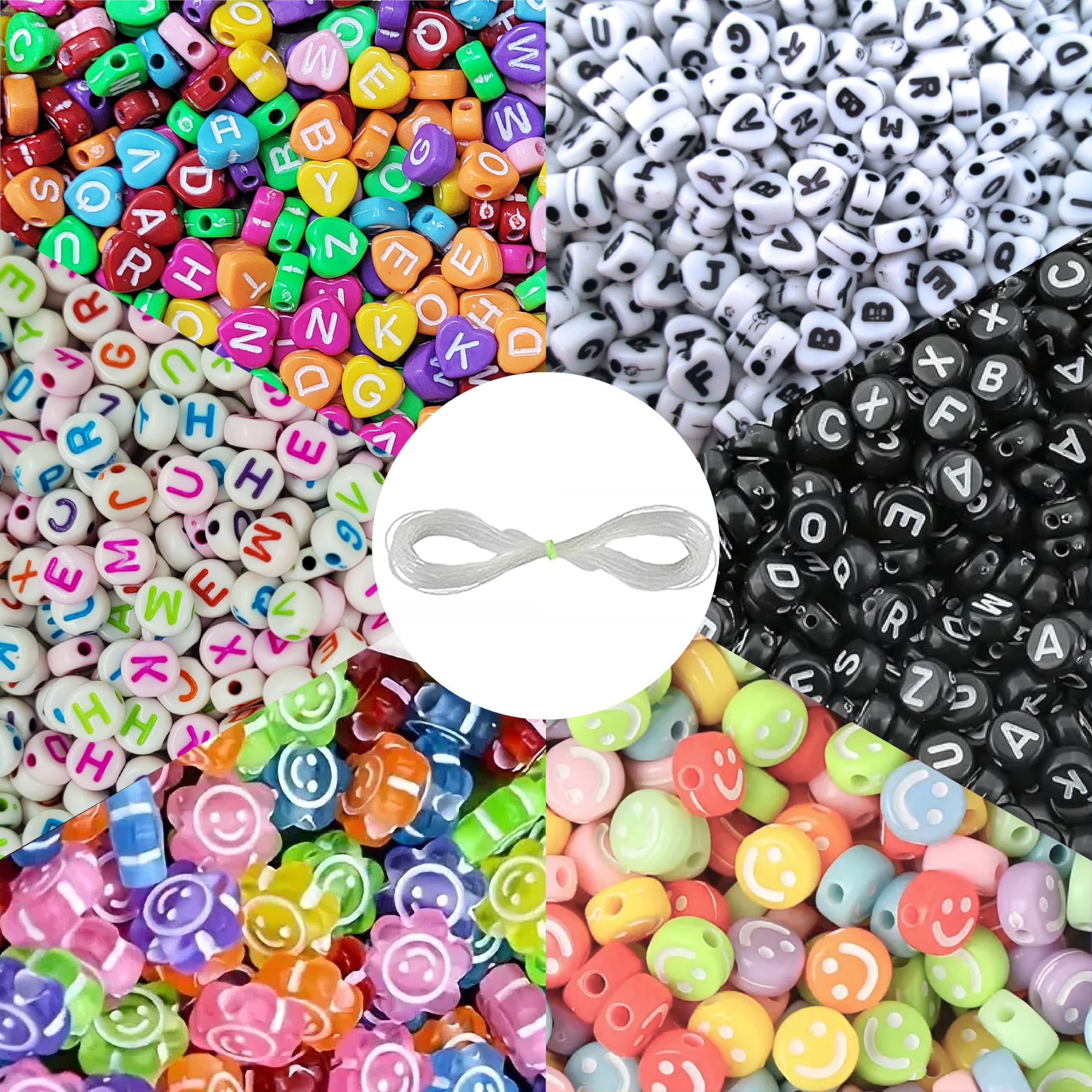INDIKONB Alphabet and Smile Bead | Beads for Jewelry Art and Craft | Letter and Emoticon Beads for Jewellery, Bracelet Making (Heart) | Alphabet Heart|, White