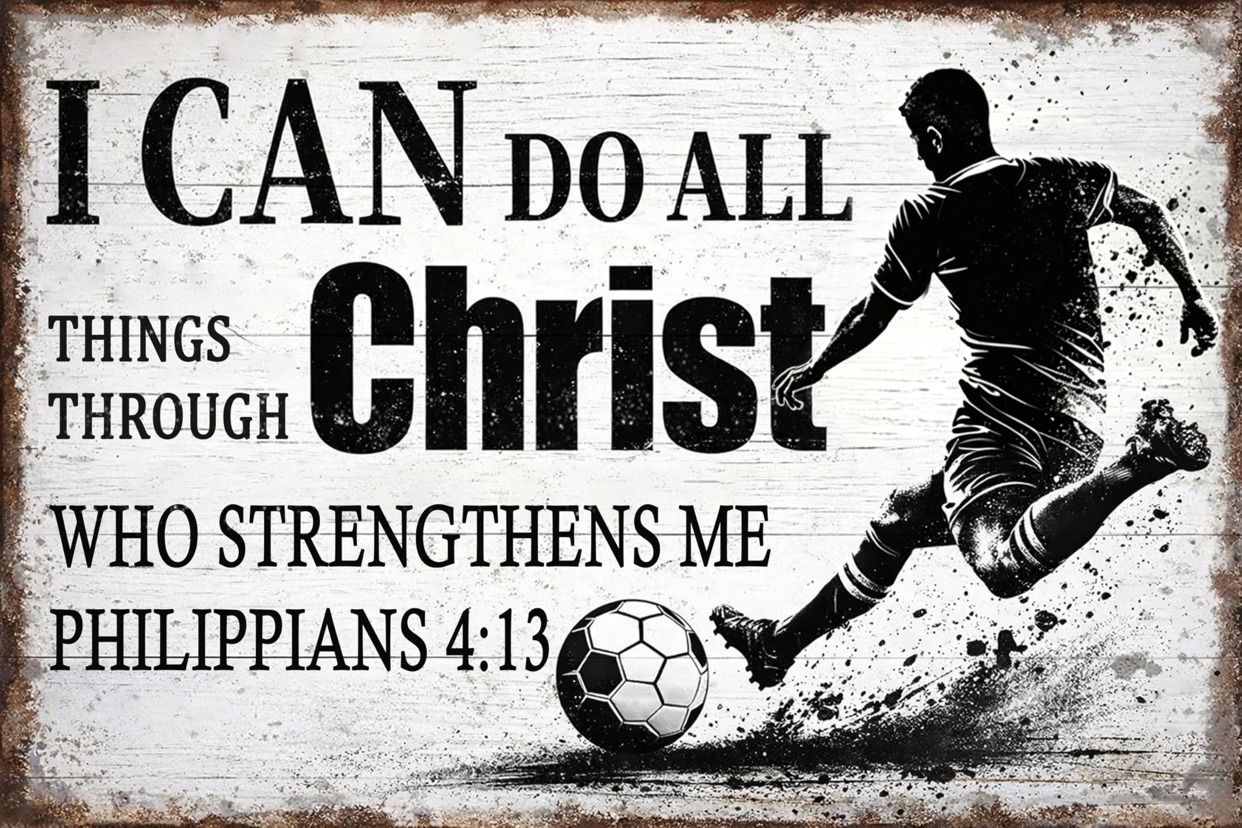 Ulord Inspirational Football Room Decor Football Metal Signs 8X12 Inches Christ Inspirational Wall Art