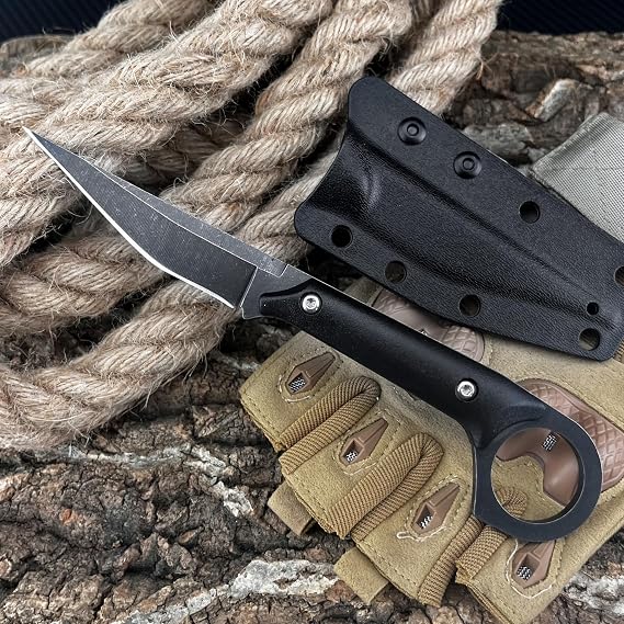 7.5-inch Fixed Blade Knife, D2 Steel Blade, ABS Handle with Sheath, Portable Cutting Knife, EDC Outdoor Camping Fishing, Hiking, Adventure Tool