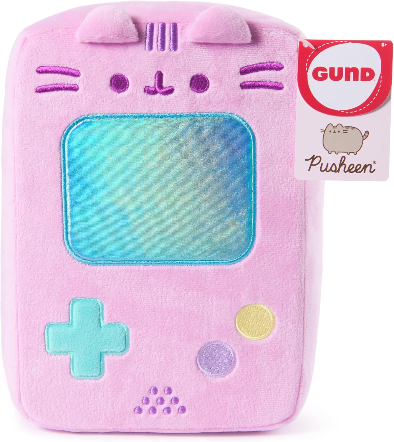 GUND Pusheen Gaming Handheld Console Plush, Squishy Toy, Collectible Plush Toy, Gaming Décor, Stuffed Animal for Ages 8 and Up, Purple, 9.5”
