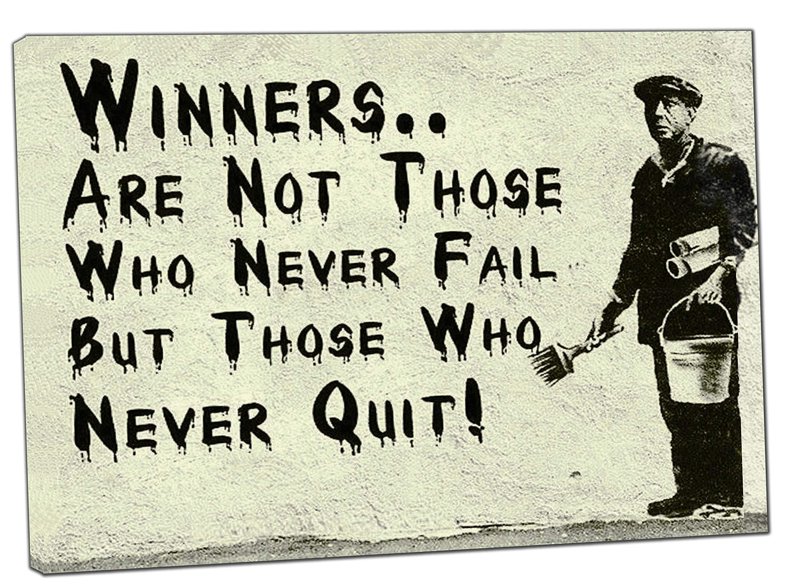 ARTSPRINTS Banksy Winners are not those who never fail Art Paint On Framed Canvas Wall Art Home Decoration 40 x 30 inch(102x 76 cm)-18mm depth