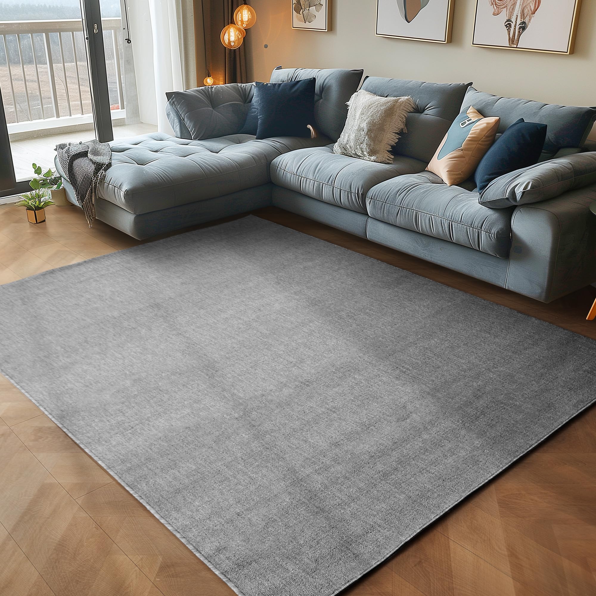 Teppich Kurzflor Flachgewebe Schlingenteppich meliert Pflegeleicht für Wohnzimmer Schlafzimmer