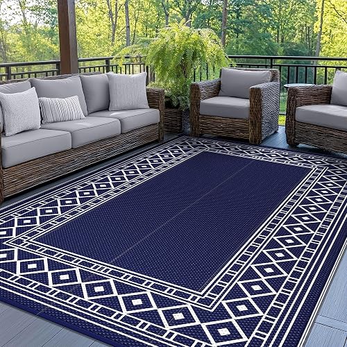 GENIMO Outdoor Rug Waterproof for Patio Decor, 5'x8' Reversible Plastic Straw Rug Carpet, Camping Mats for Outdoor, RV, 