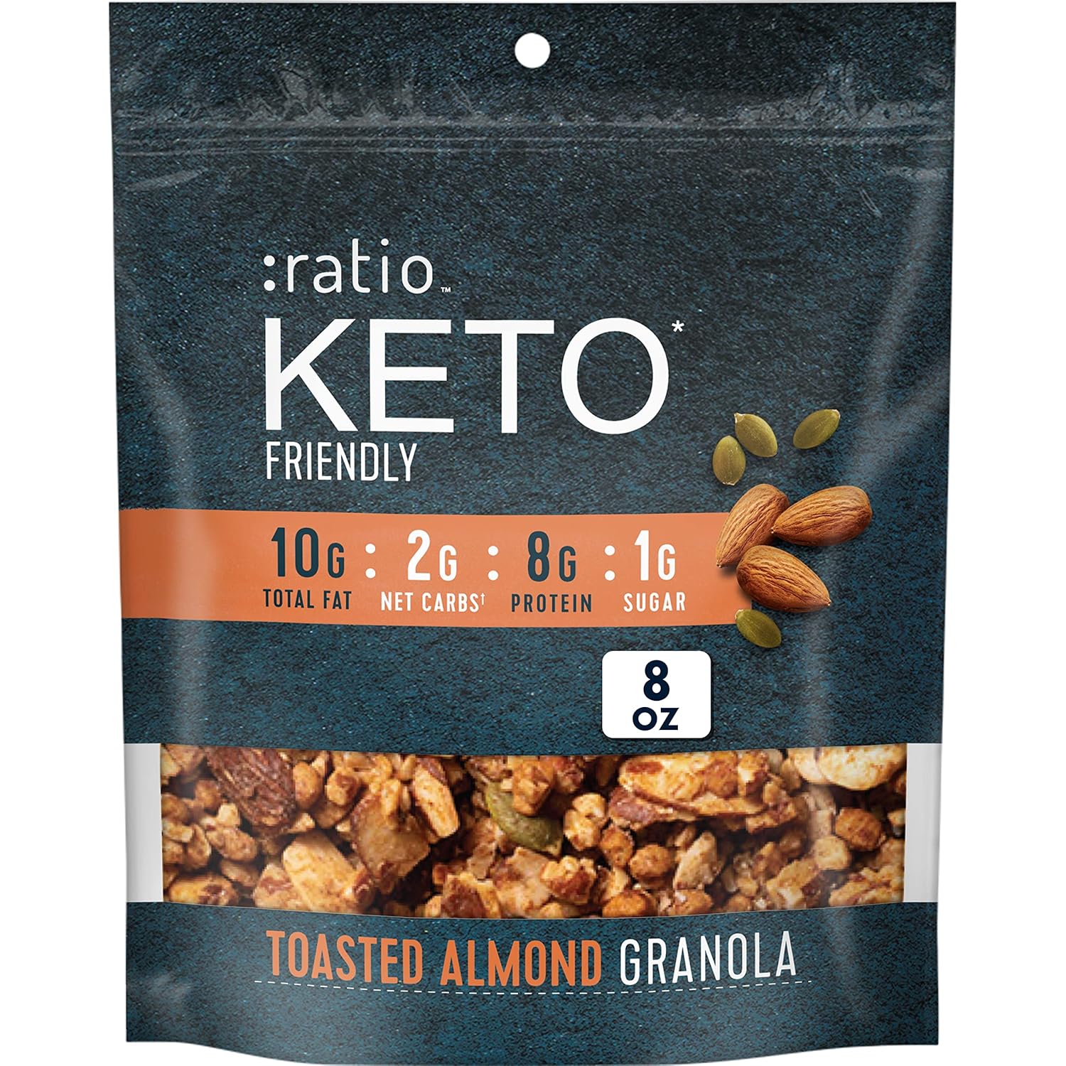 :ratio Keto Friendly Toasted Almond Granola, 8 oz (Pack of 5) :ratio Keto Friendly Toasted Almond Granola, 8 oz (Pack of 5)