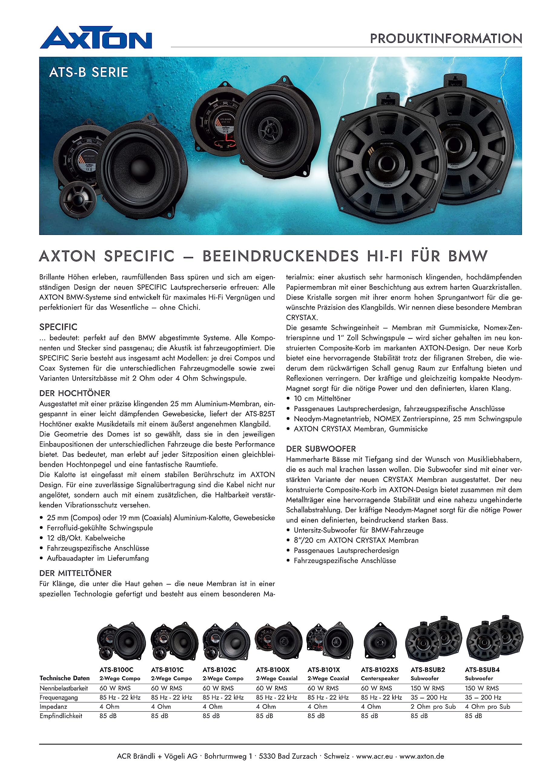 Axton ATS-BSUB2 | SPECIFIC 20cm Untersitzbass für BMW