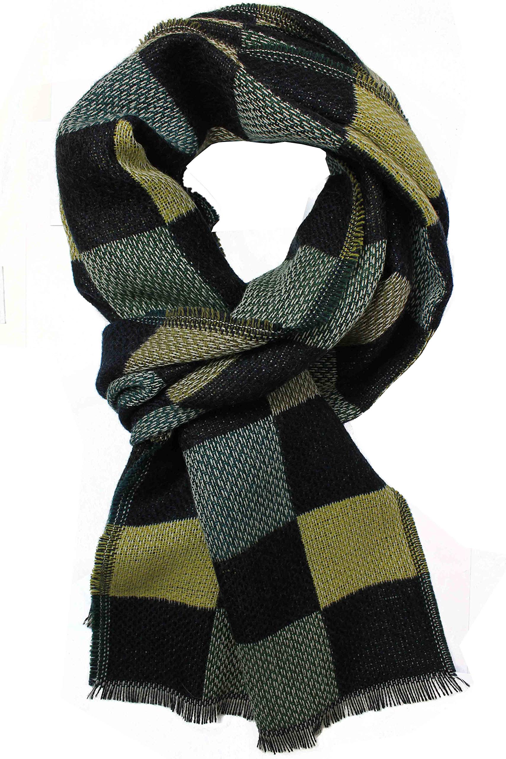 Sciarpa di lana sciarpa da donna sciarpa invernale sciarpa da uomo calda a quadri verde 195 x 38 cm Made in Germany