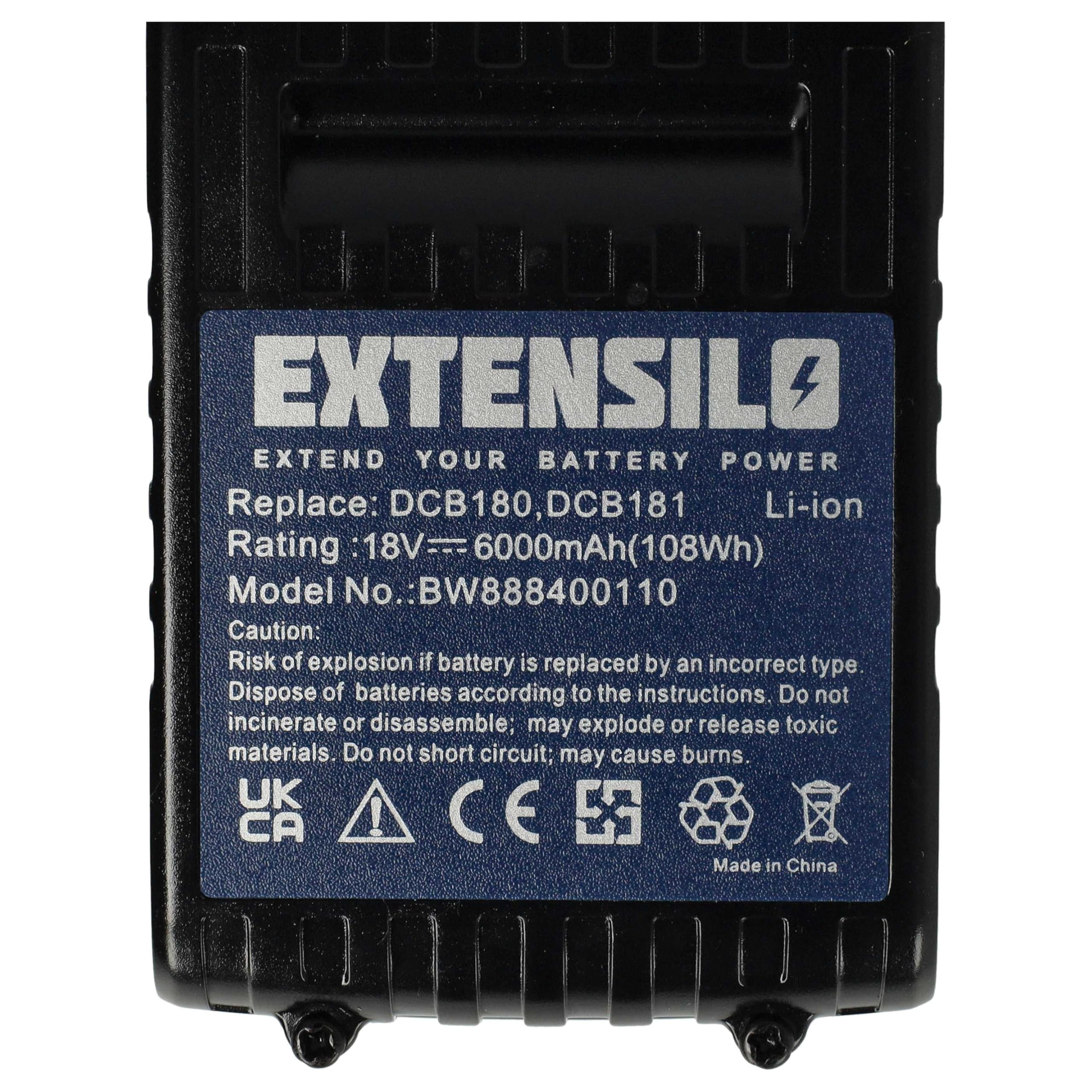 Akumulator kompatybilny z Dewalt DCD790S2, DCD791NT, DCD791NT-XJ, DCD791P2, DCD791D2, DCD791 narzędzie (6000 mAh, Li-Ion, 18 V)