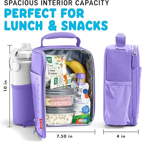 Miniatura 2 de Fit & Fresh Lonchera con dije para niños, lonchera con aislamiento térmico para niños y niñas con ranuras para zapatos, para personalización,