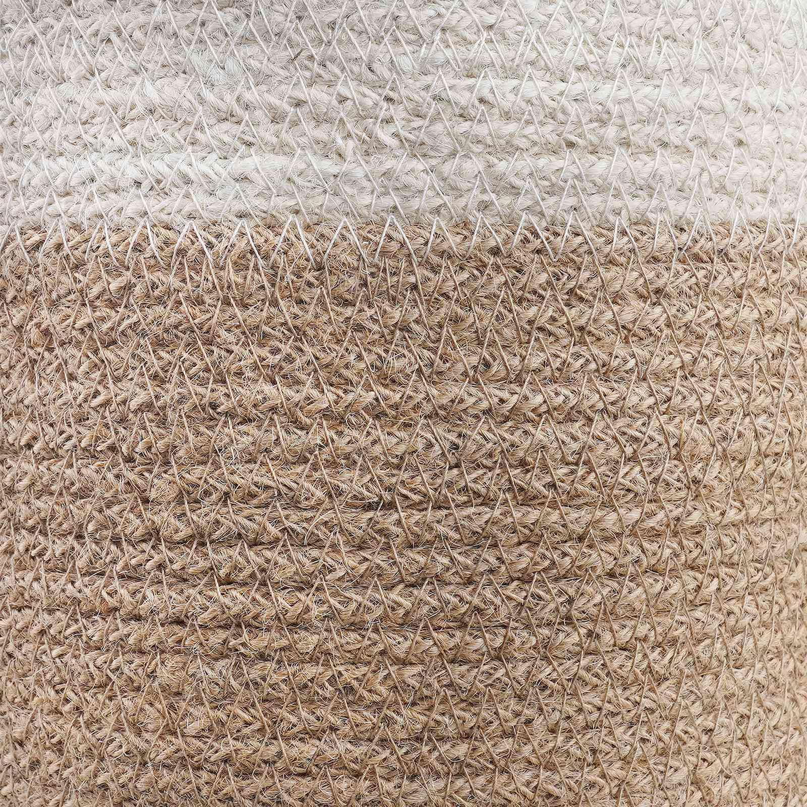 Ensemble de pots à plantes 2 pcs en jute naturel blanc Ø 21 x 21 cm, jardinière polyvalente pour intérieur extérieur balcon terrasse, cachepot avec drainage pour fleurs succulentes orchidée