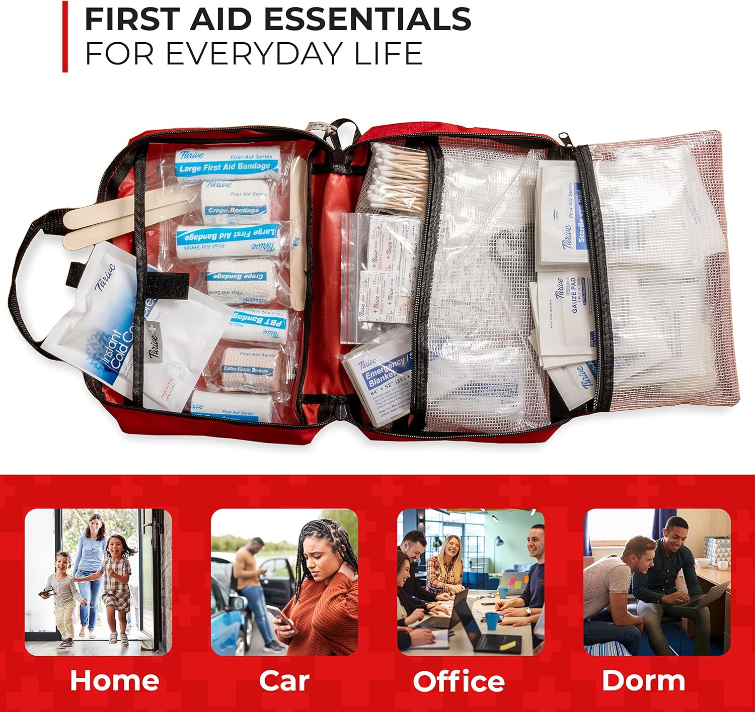 Family First Aid Kit with Bandage Bag