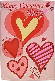 ArtVerse Valentine’s Day 12” x 18” Hearts Garden Flag, 2-Sided (1 Pack), White