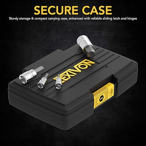 Vista 3 de LEXIVON Juego de tuercas hexagonales, Premium S2 aleación de acero 13 piezas SAE 5/64 pulgada - 9/16 pulgada Caja de almacenamiento mejorada