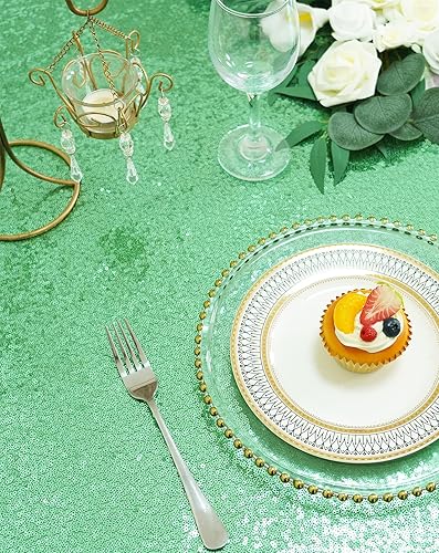 Miniatura 8 de Eternal Beauty Mantel cuadrado de lentejuelas de 50 x 50 pulgadas, color verde menta, para exposiciones de pasteles, postres, fiestas, eventos de