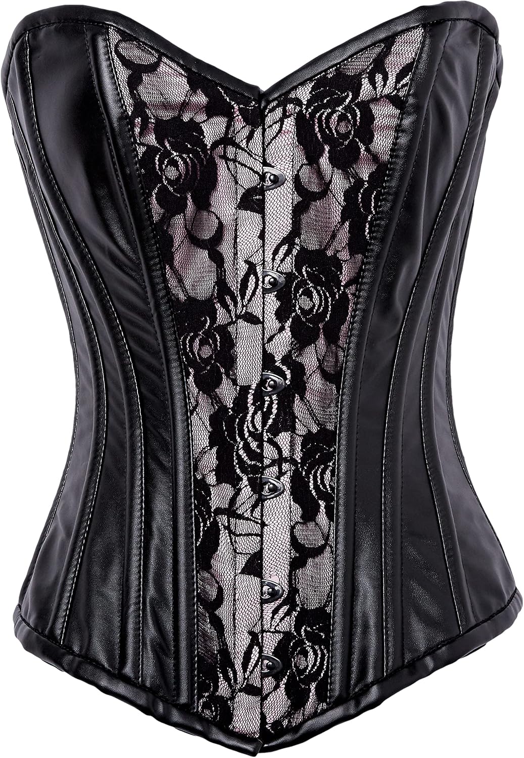 Daisy corsets womens Wet Look Overbust Corset W/Lace Overlay