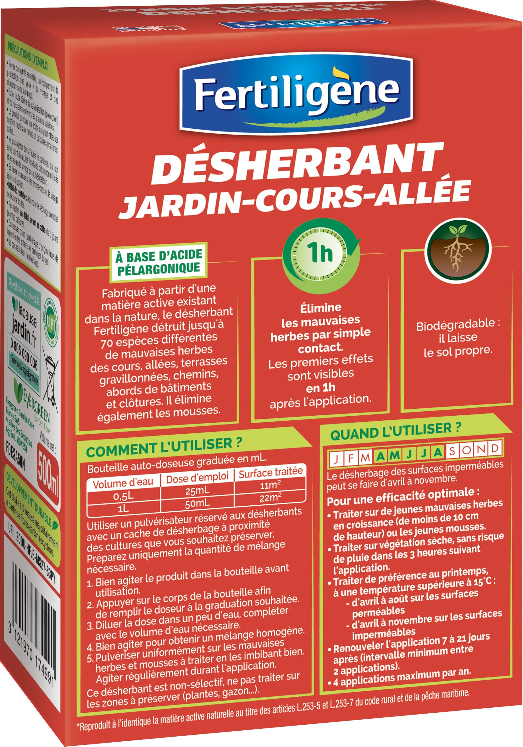 FERTILIGENE FDESA50N Désherbant Concentré 500 ml 215 m²