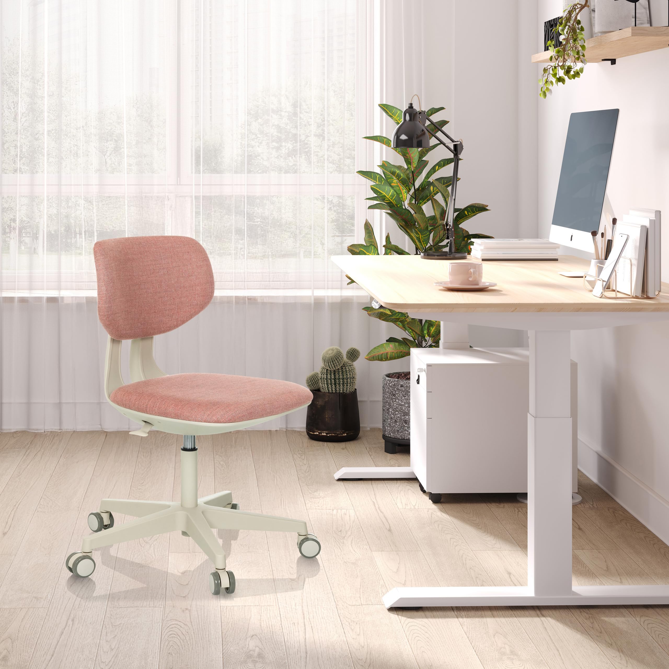 hjh OFFICE Silla giratoria para niños Respaldo Regulable en Altura Kid Classic Silla de Escritorio para niños de 6 a 12 años, Rosa