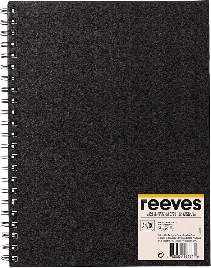 Reeves Hardback Sketchbook A4 SpiralBound Sketchbook with 80 Pages