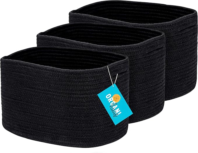 OrganiHaus Black Baskets for Organizing 3Pack Storage
