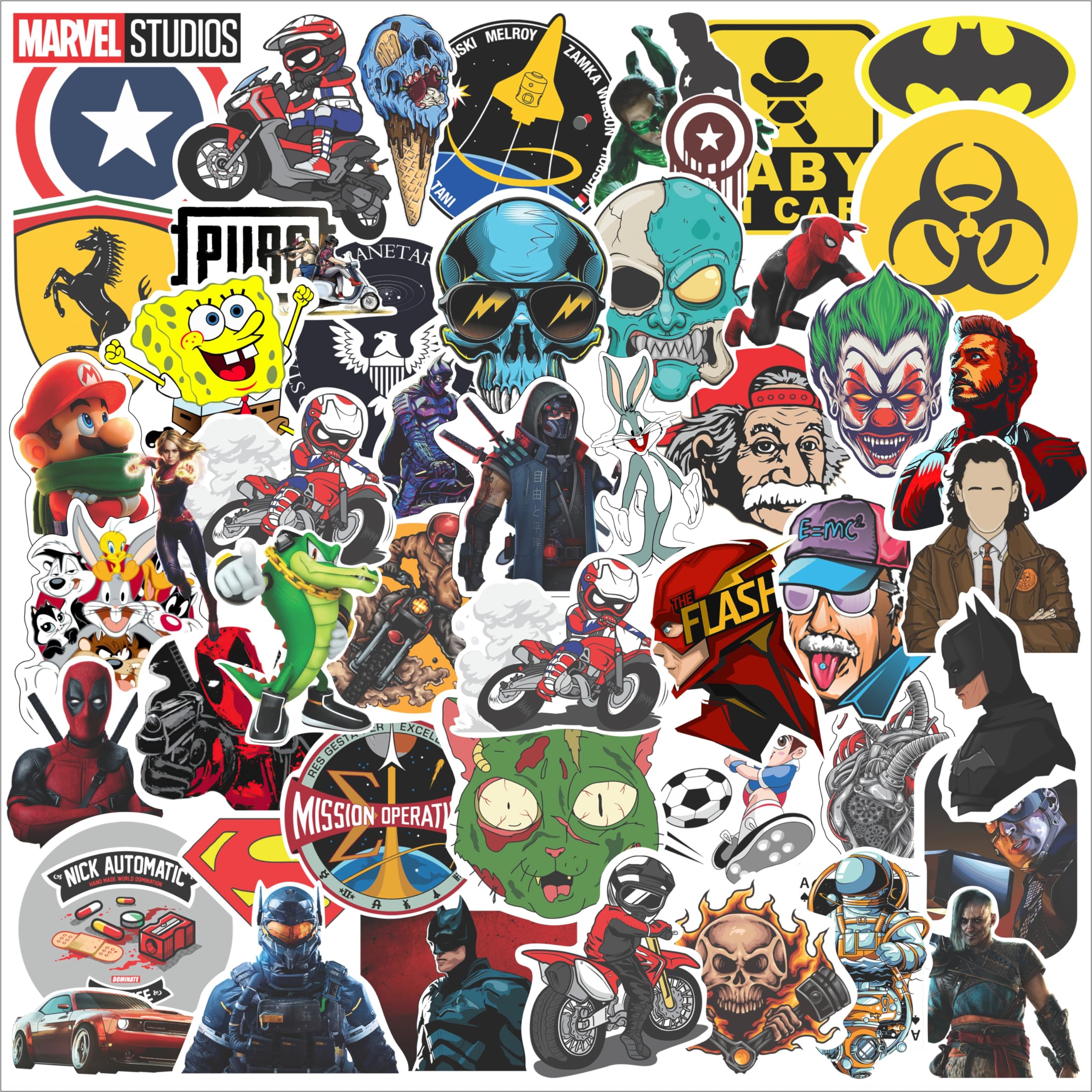 FlyBuy HUB Marvell Aesthetic Vinyl Journal Stickers for Phone Case, Laptop, Notebook, Dairy, Water Bottle, School Bag, Etc Self-Adhesive Set of 50 Glossy and Waterproof (Marvellwall, 23 Cms) (B0BLVFVH6Z) Amazon Price History, Amazon Price Tracker
