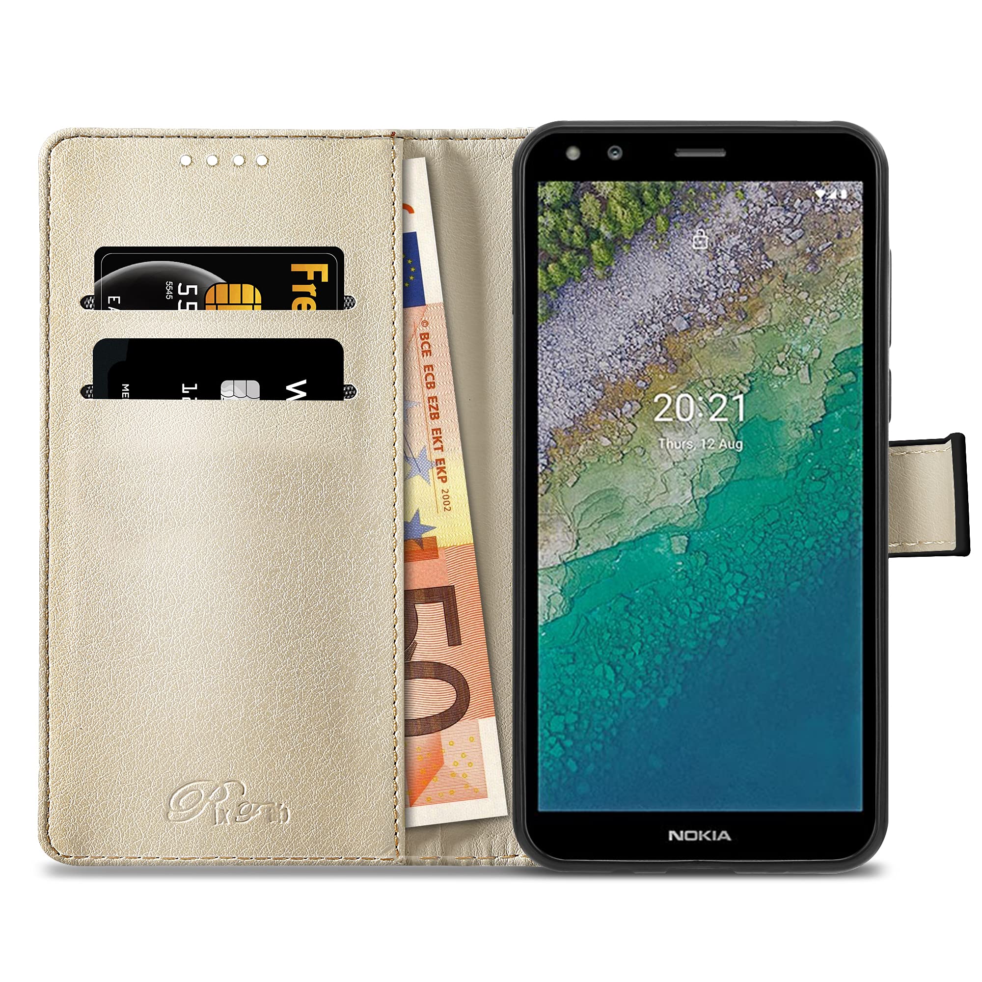 PIXFAB - Custodia in pelle per Nokia 105 (2019), con chiusura magnetica, design a libro, con slot per schede e cavalletto, per Nokia 105 (2019), colore: Oro rosa