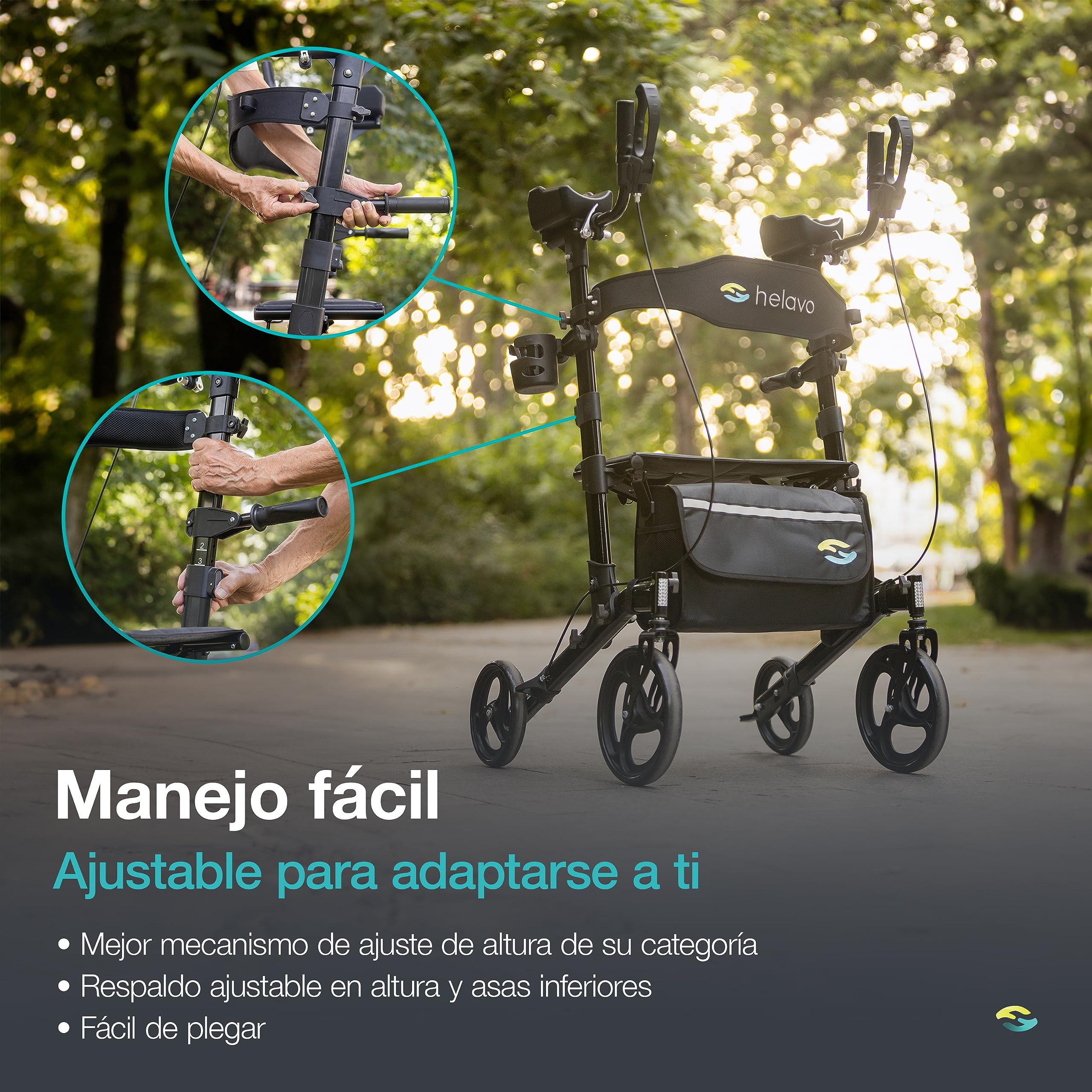 Helavo andador para ancianos para artritis con apoyabrazos acolchados - Andador ligero de aluminio con apoyabrazos y asiento blandos