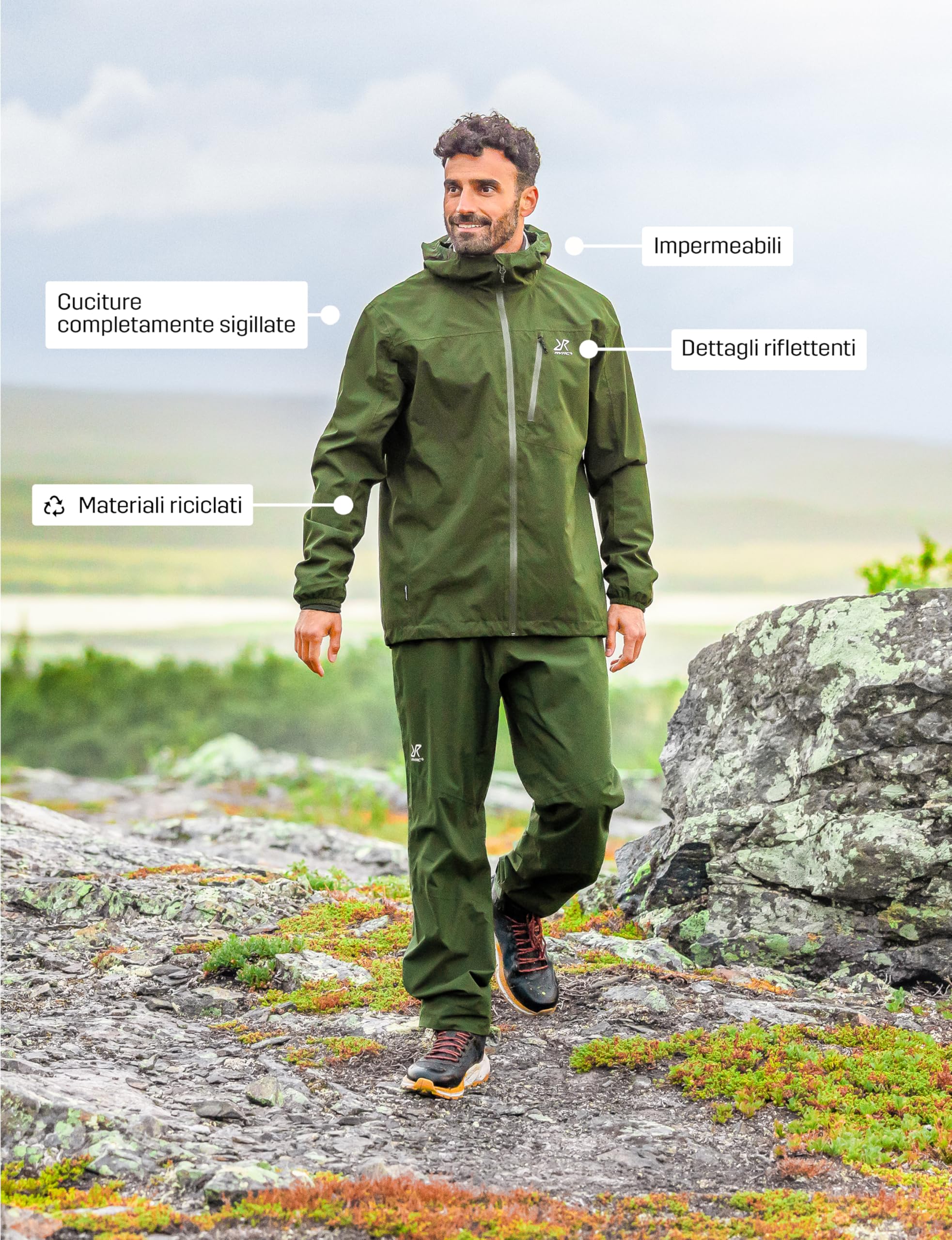 RevolutionRace Vector 2L Jacket da Uomo, Giacca Antipioggia Impermeabile e Antivento per l'escursionismo