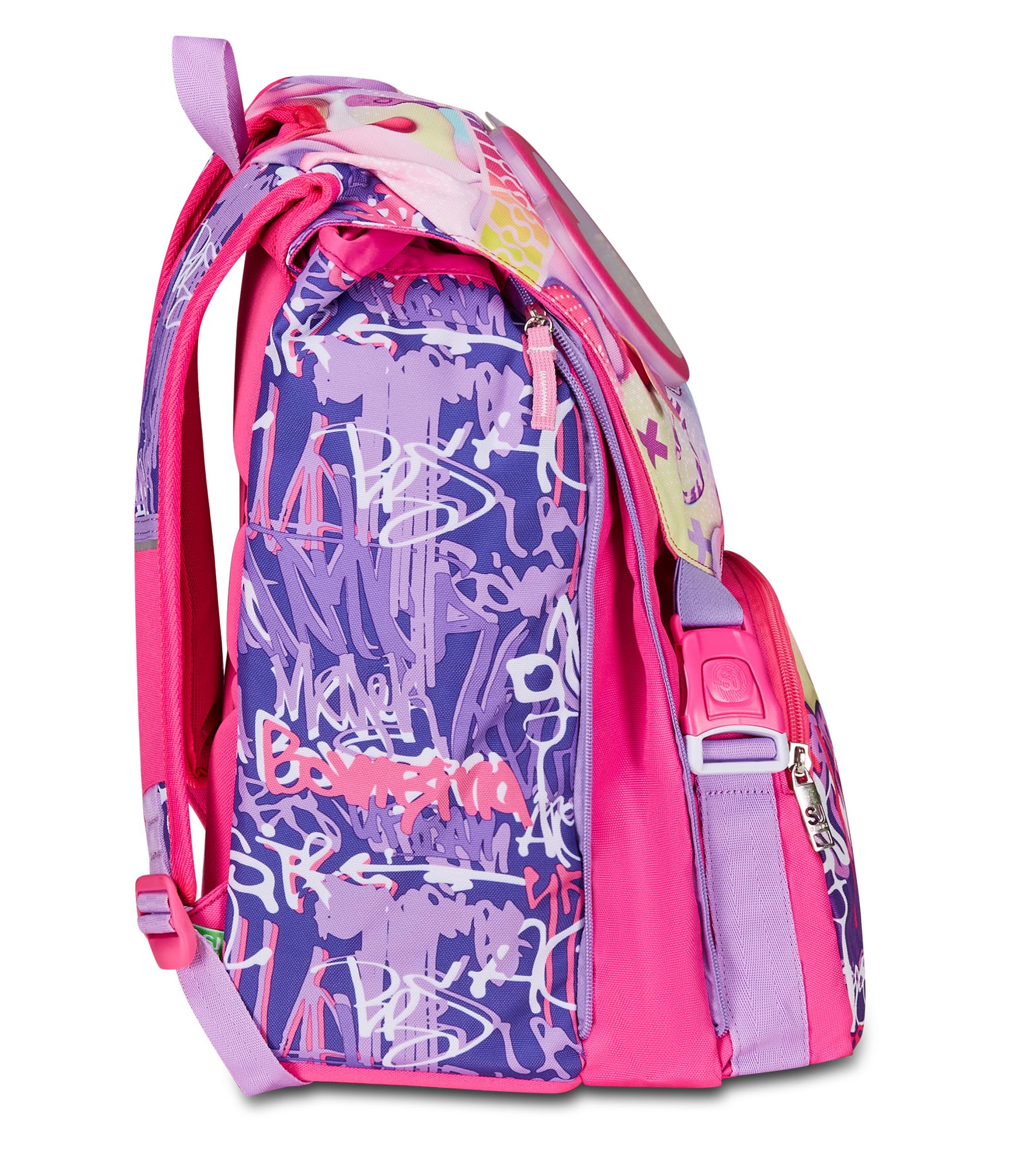 SJ GANG STYLE JAM GANG Zaino Scuola Estensibile, Rosa, Sphere Full Girl, Zaino Doppio Scomparto Estensibile Tramite Zip Laterali, Tasca Porta Borraccia, Scuole Elementari e Medie, Bambina Ragazza