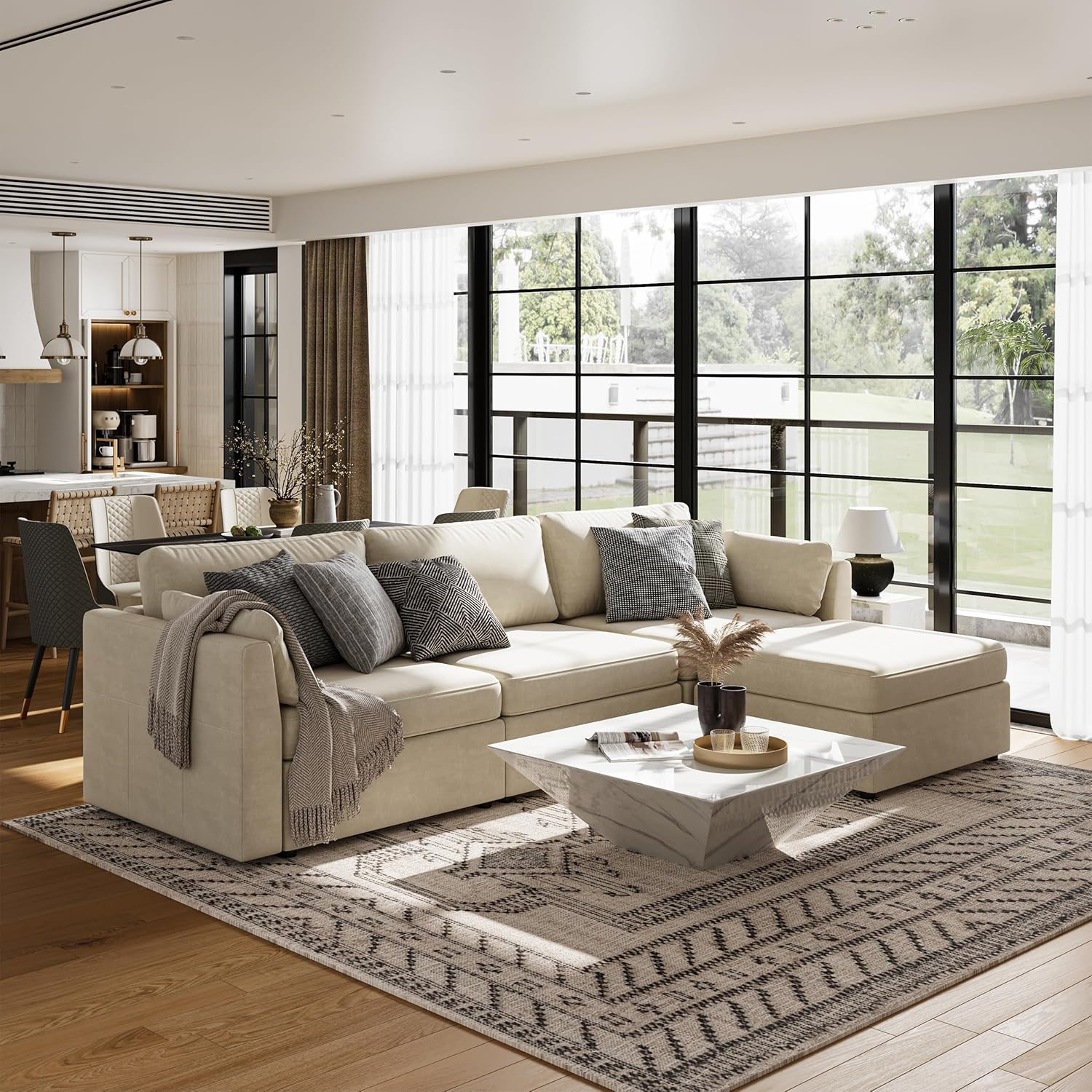 POVISON 115.35" Modular Sectional Oversized Modern Sofa for