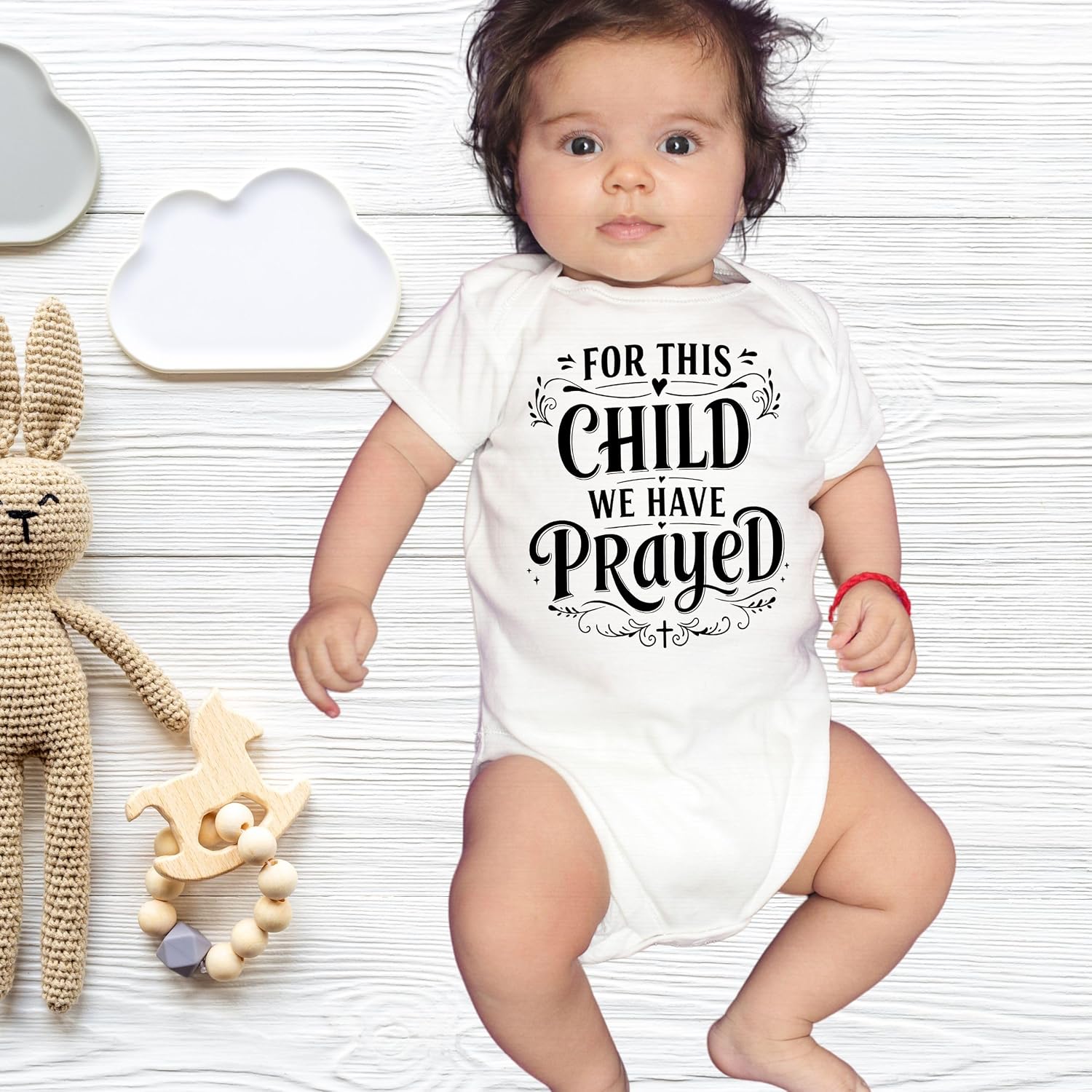 Aiden's Corner Cute For This Child We Have Prayed Pregnancy Announcement or Baptism Christening Clothes