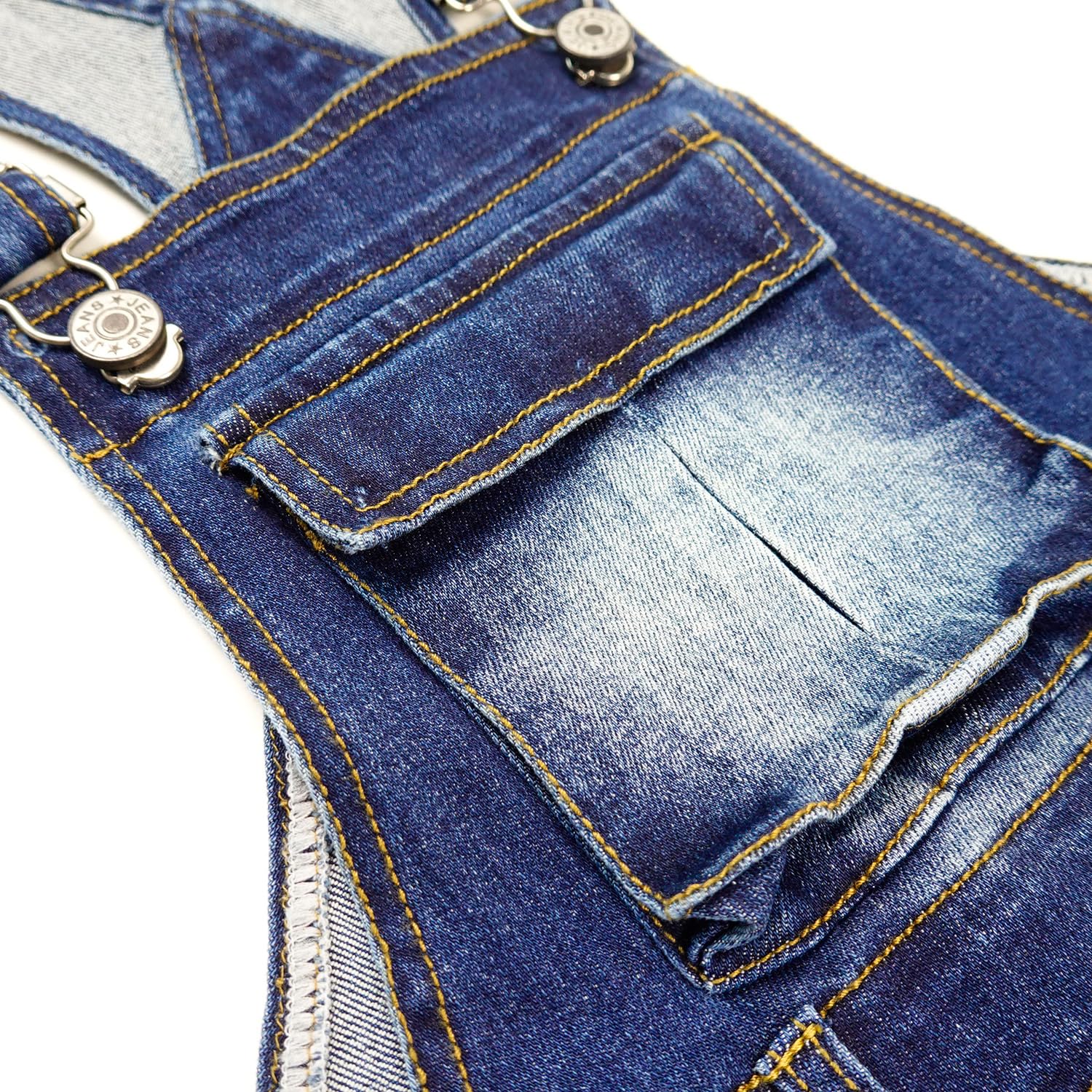 KIDSCOOL SPACE Salopette en jean pour fille, jambe large, accordéon, poches à talons profonds, salopette en jean cargo