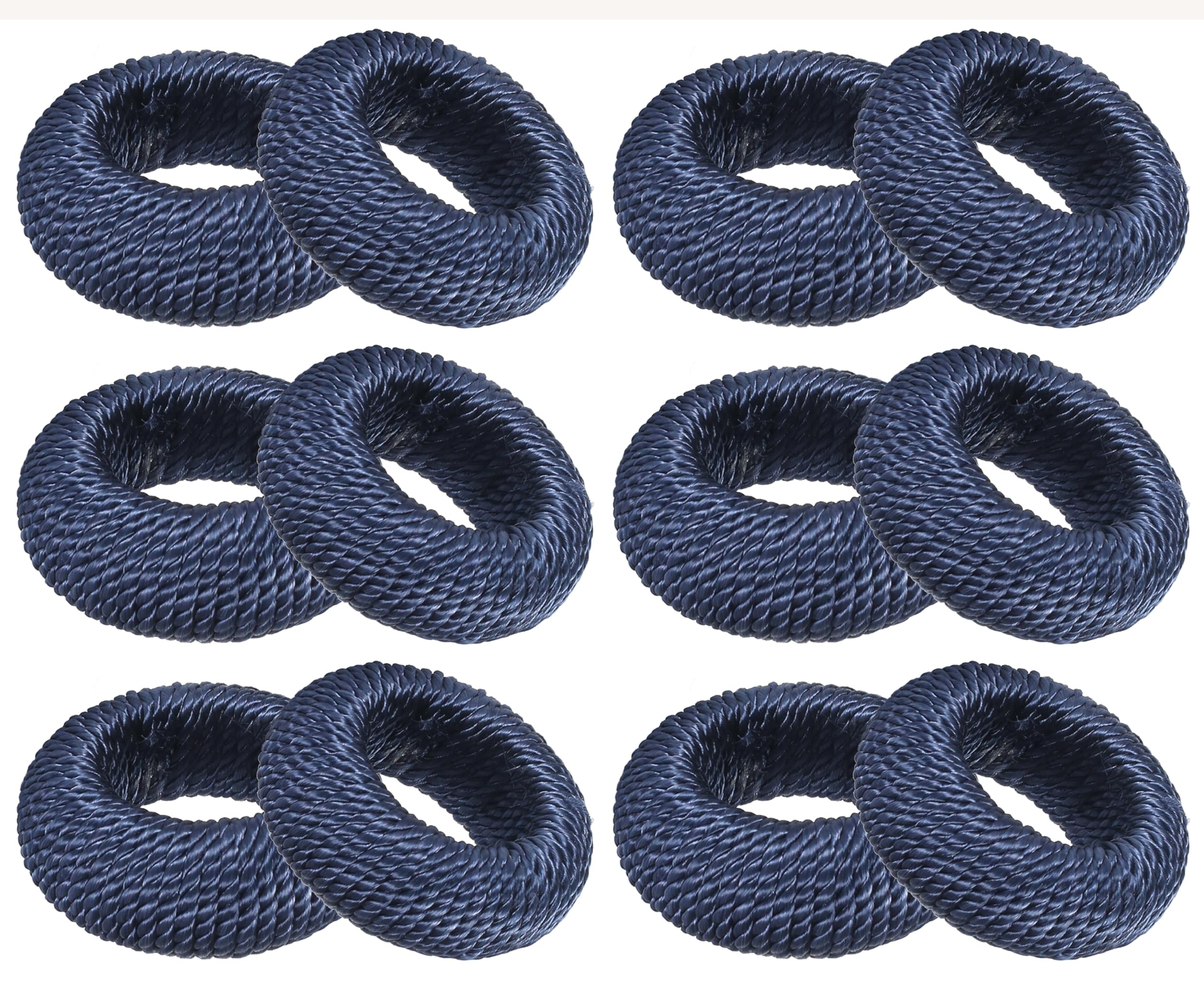 Woven Napkin Rings Set of 12, Decorative Yarn Serviette Ring, Beach Napkin Holders, Napkin Rings Bulk for Party Decoration, Dinning Table, Everyday, Family Gatherings - A Great Tabletop Décor - Navy