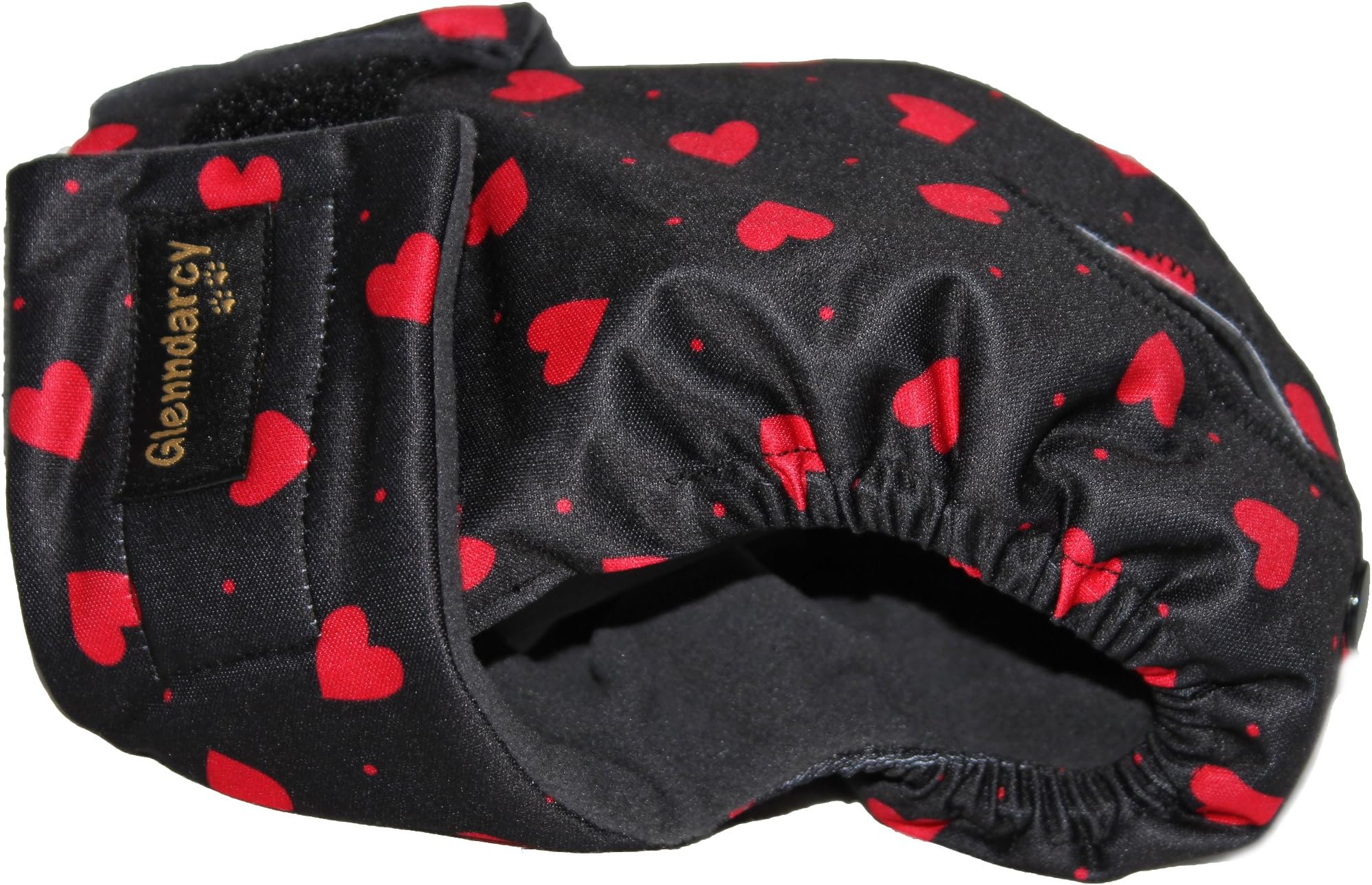 Glenndarcy Female Dog Season Nappy - Waterproof Fabric (Size XXXL Pants only, Red Hearts)