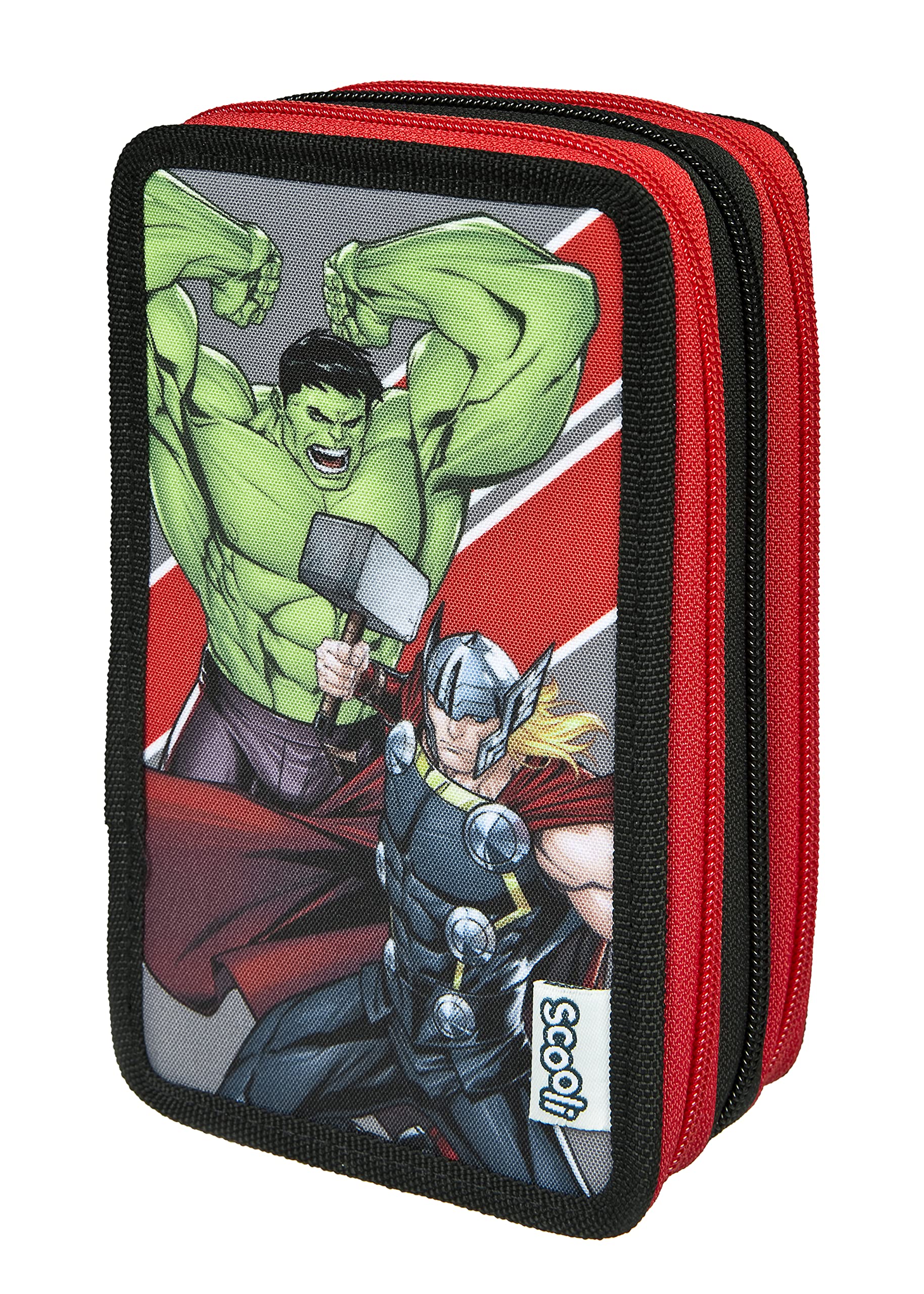 ScooliAvengers Tripledecker Pencil Case Including Pens, Eraser, Ruler Etc. I Avengers Design Pencil Case I School Case