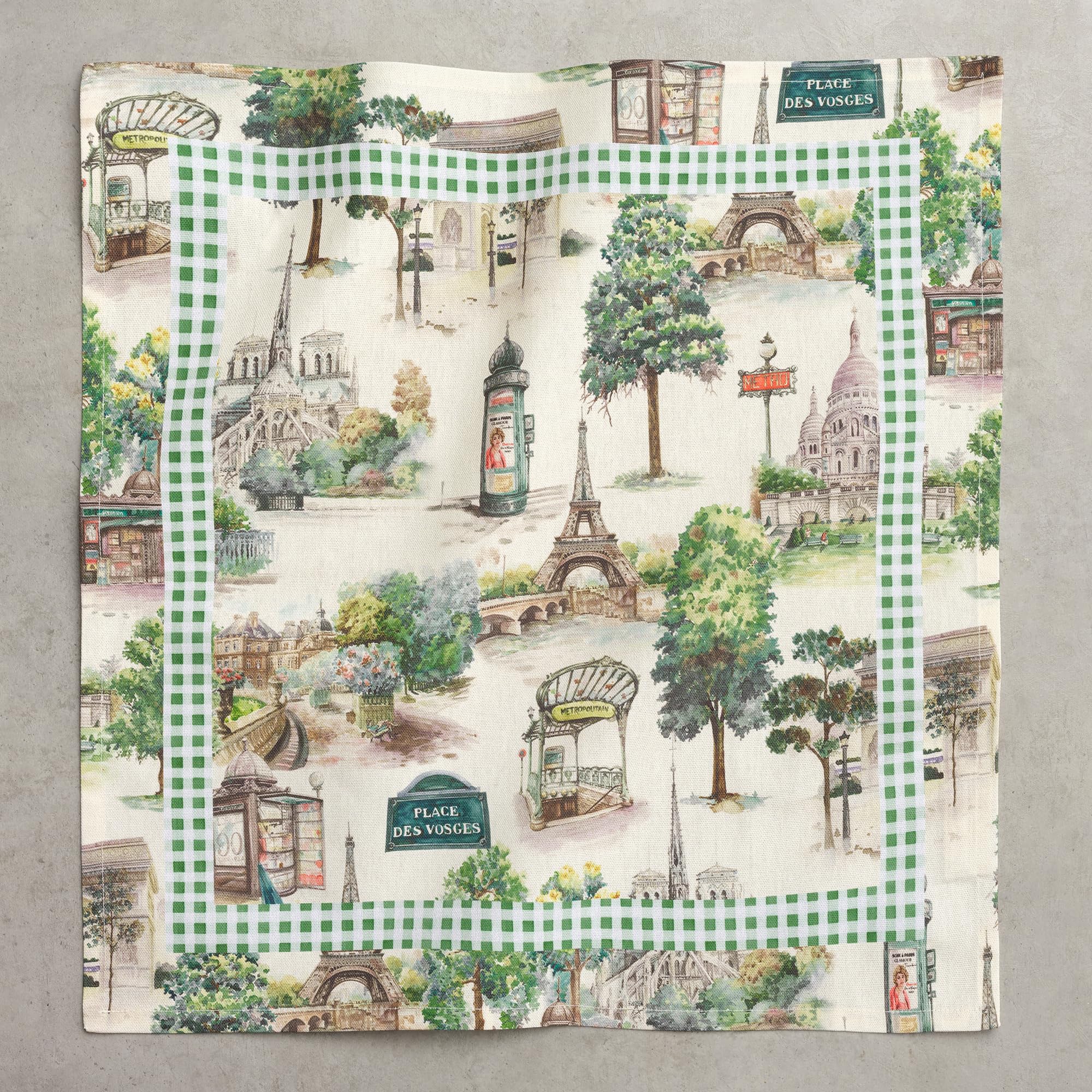 Maison d'Hermine Set di 4 tovaglioli di stoffa, 100% cotone, riutilizzabili, quadrati, lavabili, per cene, feste, matrimoni, ristoranti, Primavera Estate (Paris Voyage, 45 cm x 45 cm)