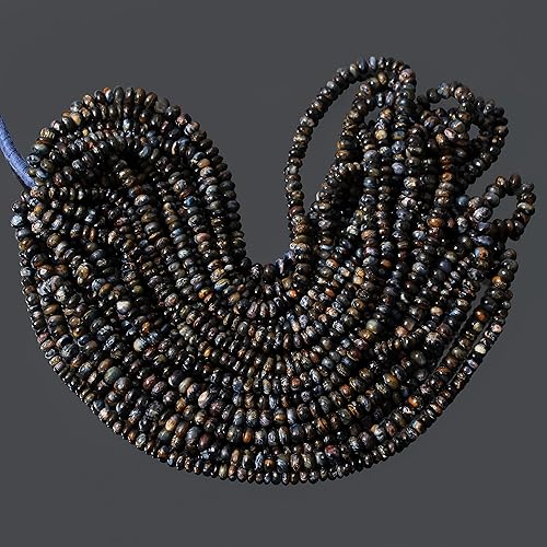 Miniatura 3 de Gems Valley Cuentas lisas de pietersite Rondelle azules, cuentas de pietersita curativas de 0.138-0.157in, cuentas de rondelle naturales de 13