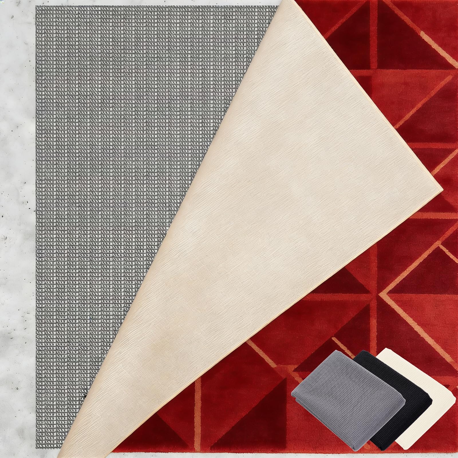 Base Antideslizante Alfombra 150 x 260 cm Multiusos de PVC, Lavable, Cortable, Reutilizable y sin Olores, Estera de Agarre de Alfombra Adecuado para Parqué O Baldosas, Gris marrón