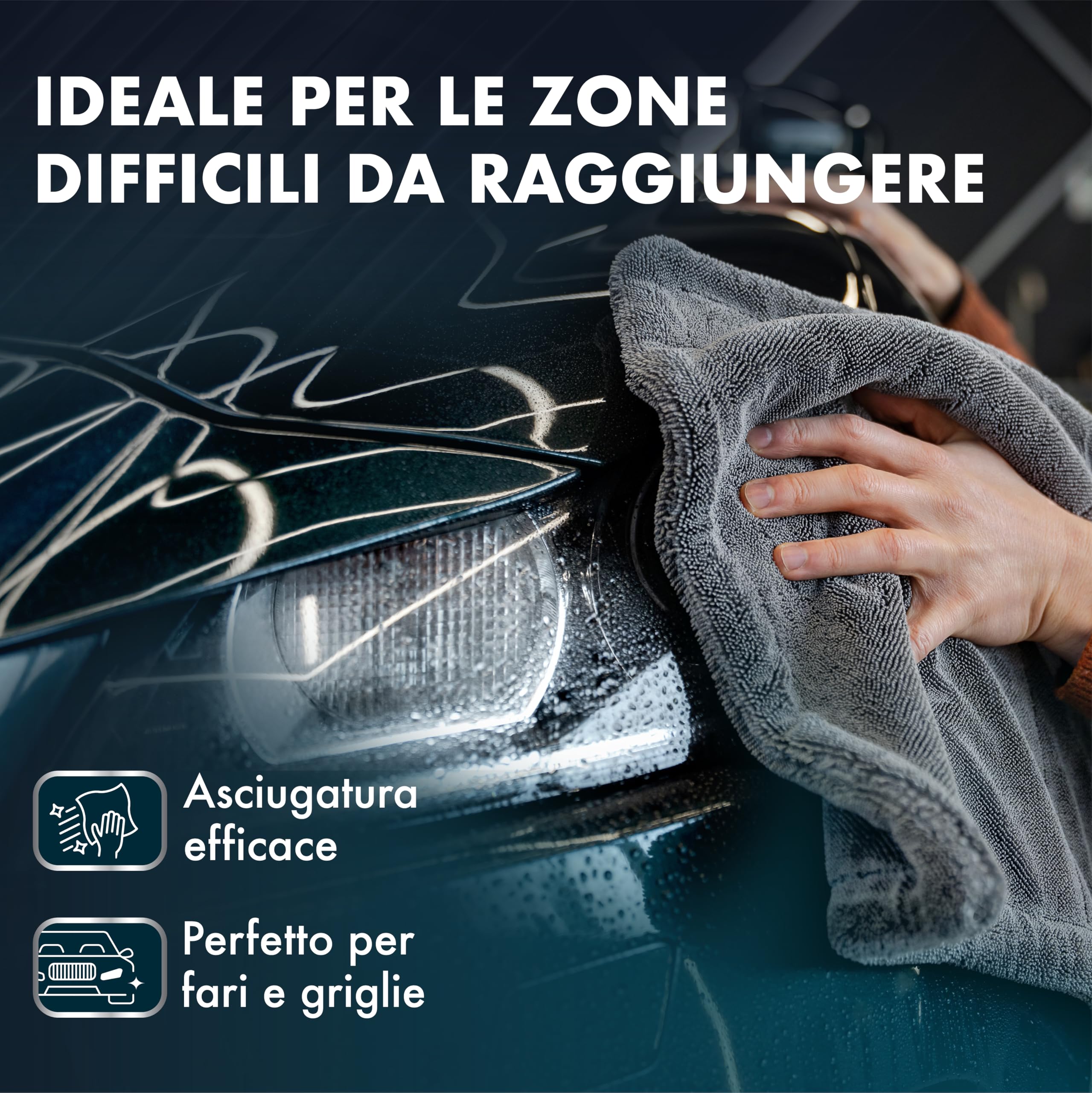 Panno Microfibra Auto XXL - 50x80 cm - 1800 g/m² Panno in Microfibra Ultra Assorbente - Pulizia Auto & Detailing